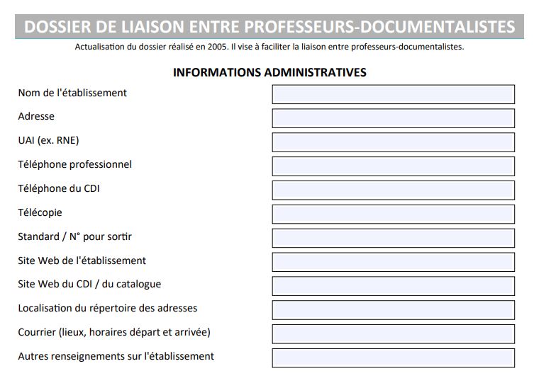 Dossier de liaison